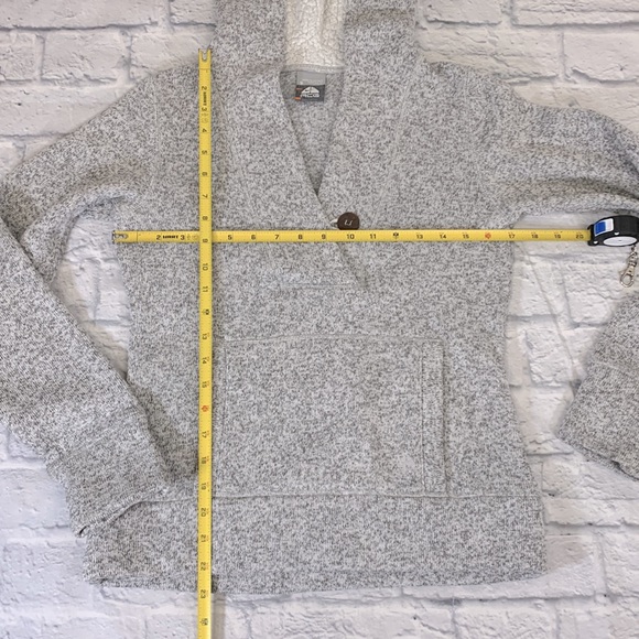Nike ACG Sherpa Hooded pullover sweatshirt top light Heather gray Button front - Picture 8 of 11